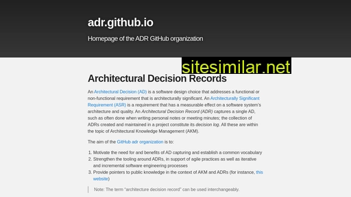 adr.github.io alternative sites