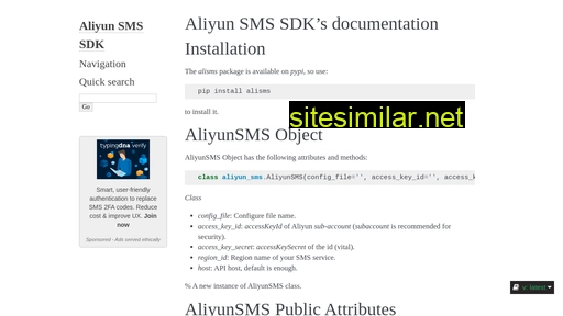 aliyun-sms-api.readthedocs.io alternative sites