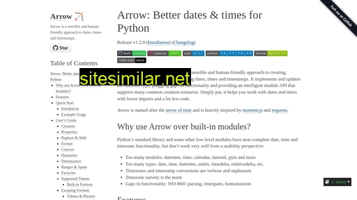arrow.readthedocs.io alternative sites
