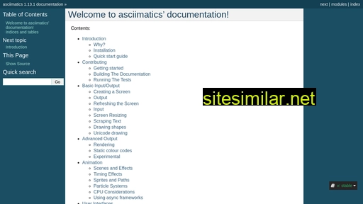asciimatics.readthedocs.io alternative sites