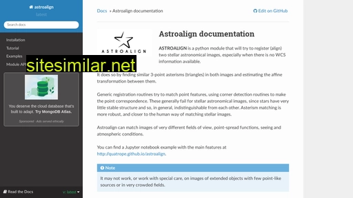 astroalign.readthedocs.io alternative sites