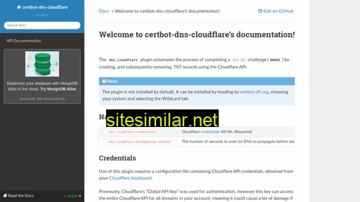 certbot-dns-cloudflare.readthedocs.io alternative sites