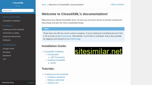 closedxml.readthedocs.io alternative sites