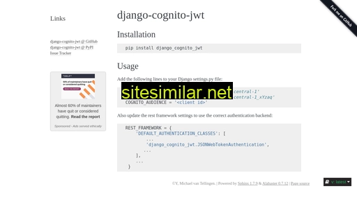 Django-cognito-jwt similar sites