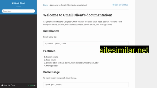 gmail-client.readthedocs.io alternative sites