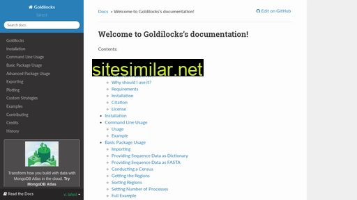goldilocks.readthedocs.io alternative sites