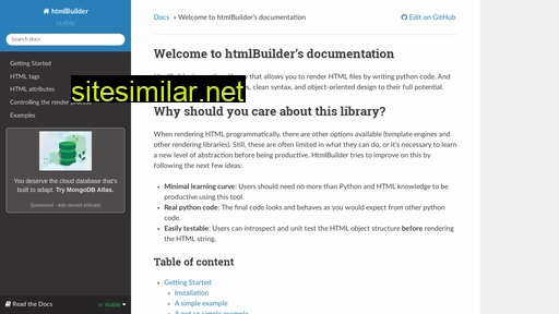 htmlbuilder.readthedocs.io alternative sites