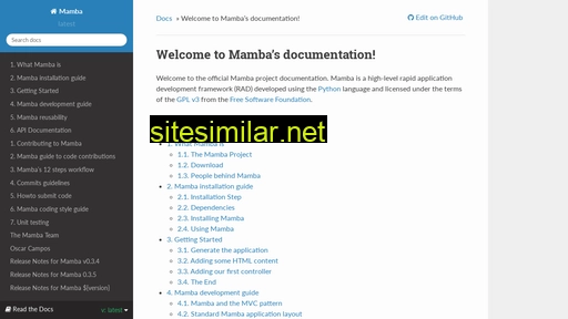 mamba-framework.readthedocs.io alternative sites