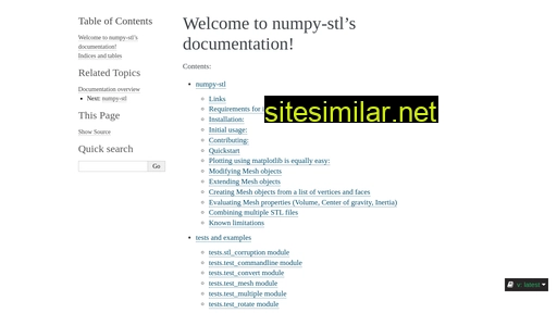 numpy-stl.readthedocs.io alternative sites