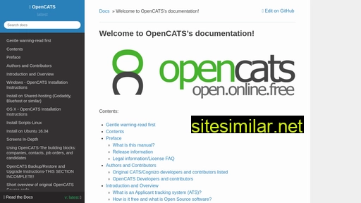 Opencats-documentation similar sites