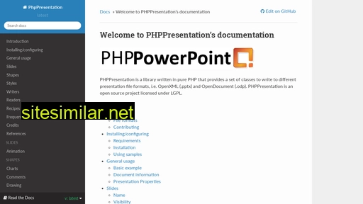 phppowerpoint.readthedocs.io alternative sites