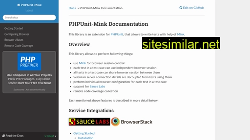 phpunit-mink.readthedocs.io alternative sites