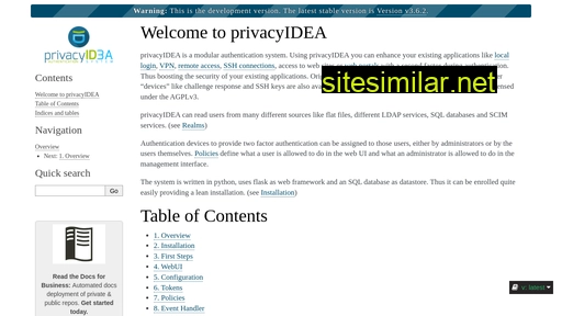 privacyidea.readthedocs.io alternative sites