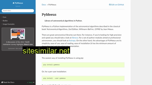 pymeeus.readthedocs.io alternative sites