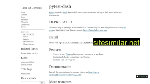 pytest-dash.readthedocs.io alternative sites