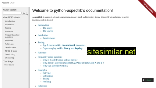 python-aspectlib.readthedocs.io alternative sites