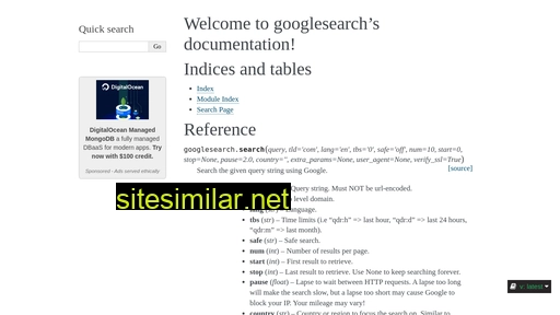 python-googlesearch.readthedocs.io alternative sites