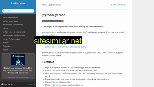 python-ptrace.readthedocs.io alternative sites