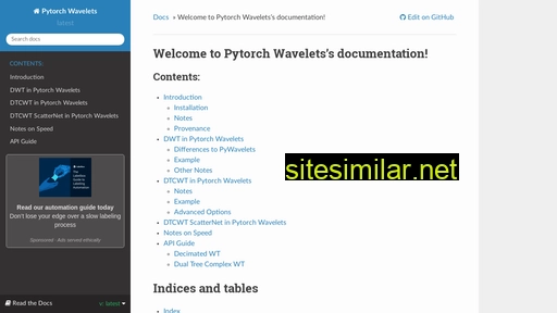 pytorch-wavelets.readthedocs.io alternative sites