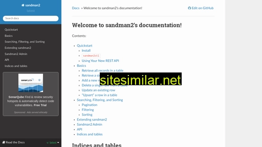 sandman2.readthedocs.io alternative sites