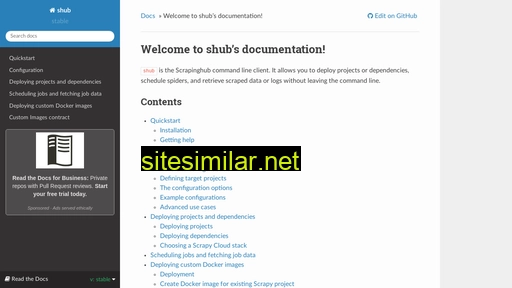 shub.readthedocs.io alternative sites