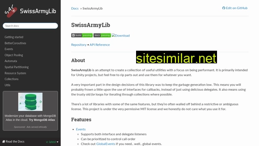 swissarmylib-docs.readthedocs.io alternative sites