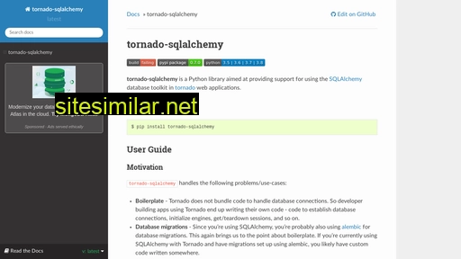 tornado-sqlalchemy.readthedocs.io alternative sites