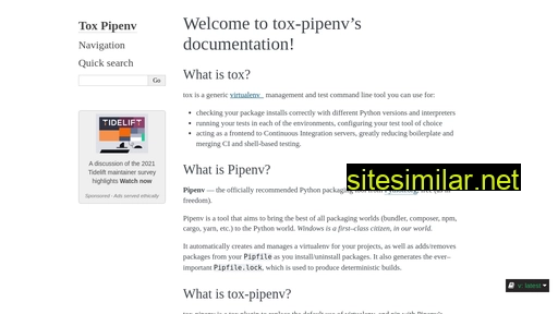 tox-pipenv.readthedocs.io alternative sites