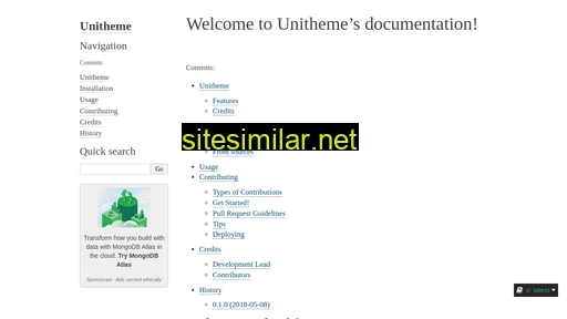 unitheme.readthedocs.io alternative sites