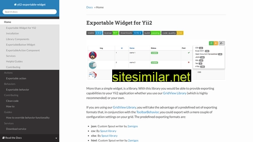 yii2-exportable-widget.readthedocs.io alternative sites