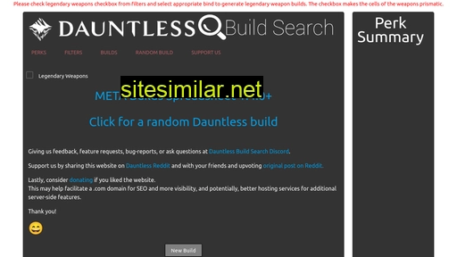 Dauntlessbuildsearch similar sites