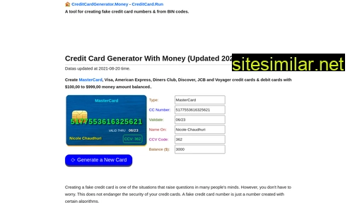 creditcardgenerator.money alternative sites