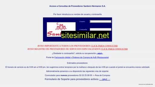 proveedores.sanborns.com.mx alternative sites