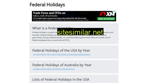 federalholidays.net alternative sites