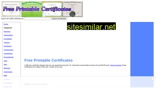 freeprintablecertificates.net alternative sites