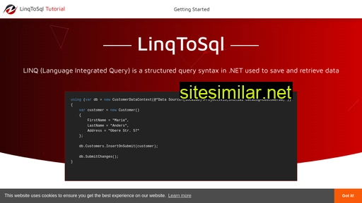 Linqtosql-tutorial similar sites