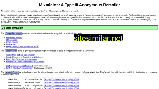 mixminion.net alternative sites