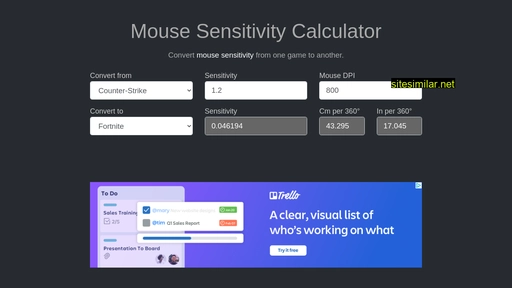 Mousesensitivity similar sites