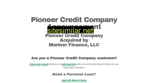 pioneercredit.net alternative sites