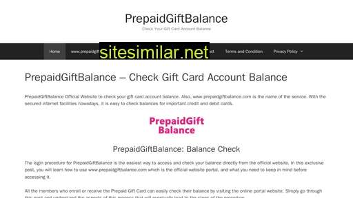Prepaidgiftbalance similar sites