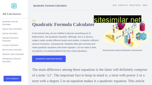 Quadraticformulacalculator similar sites