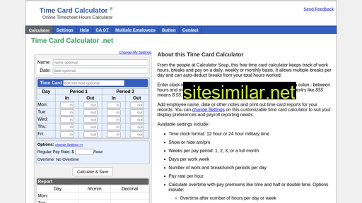 timecardcalculator.net alternative sites