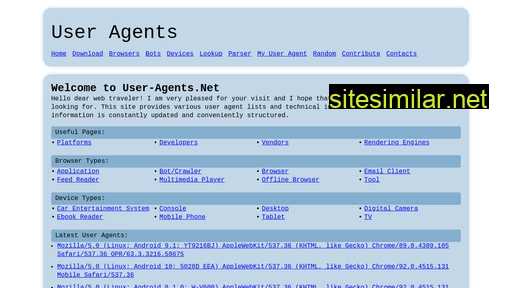 User-agents similar sites