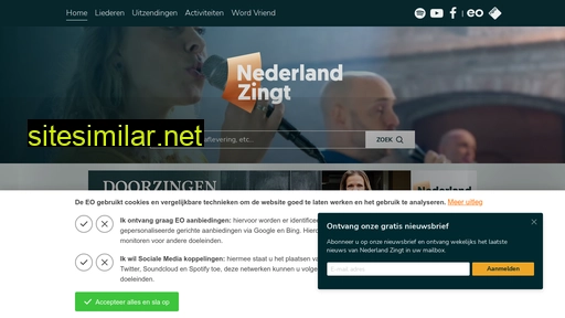 nederlandzingt.eo.nl alternative sites