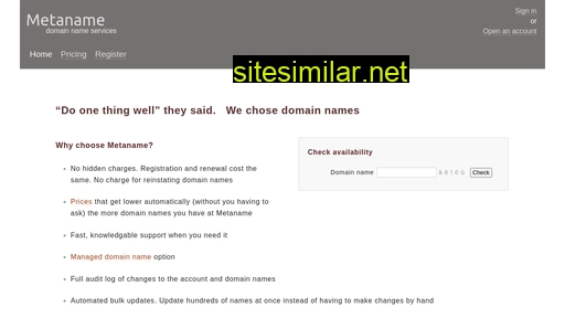 Metaname similar sites