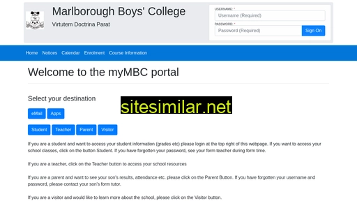 parentportal.mbc.school.nz alternative sites