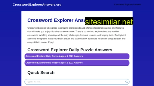 Crosswordexploreranswers similar sites