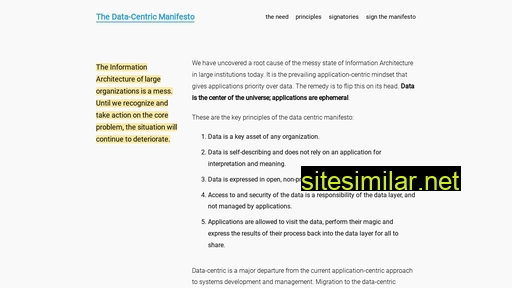 Datacentricmanifesto similar sites