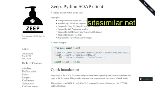 docs.python-zeep.org alternative sites