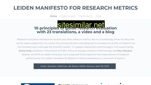 Leidenmanifesto similar sites